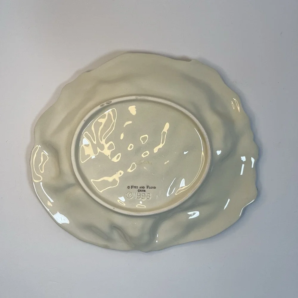 Fitz & Floyd Round Serving Platter English Garden‎ Bunnies Veggies Decorative